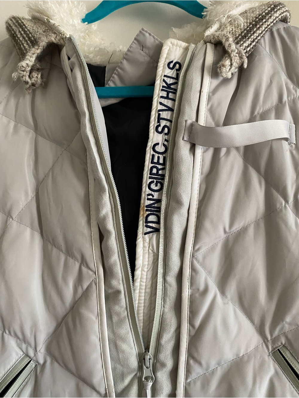 Light Gray Quilted Women's Hooded Coat - Brand: